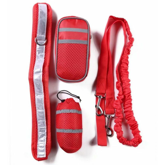 Animal Supplies Dogs Running Pet Sport Set Reflective Leash Set Workout Set (Red)