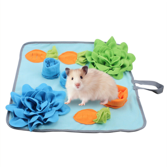 Small Pet Sniffing Mat Size: 50*50 Pet Sniffing Mat Slow Food Training Sniffing Blanket Puzzles Toys Foraging Tips Hamster Feeding Mat Rabbit Bird