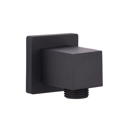 Delaune Square Brass Shower Wall Elbow Outlet With ½" Bsp: Matt Black