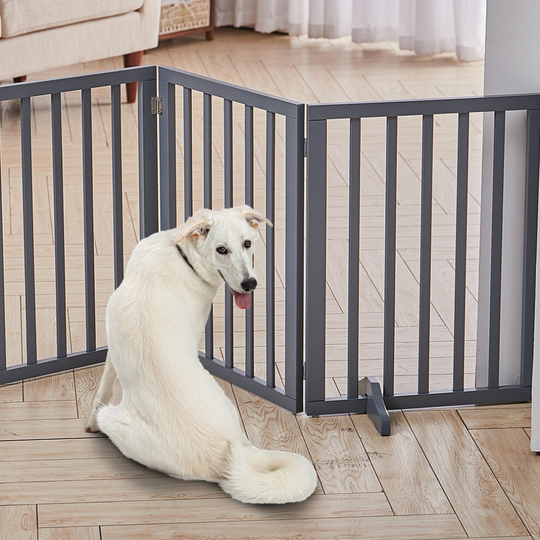 (3 Panels) Wooden Dog Gate Pet Fence Safety Barrier Divider Freestanding