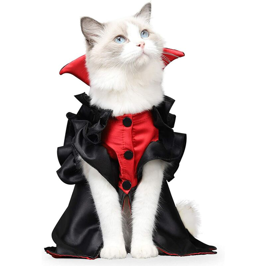 Cat and Dog Halloween Costume - Vampire Cloak - Costume for Small Cats and Dogs - Costume for Halloween Party (Medium)