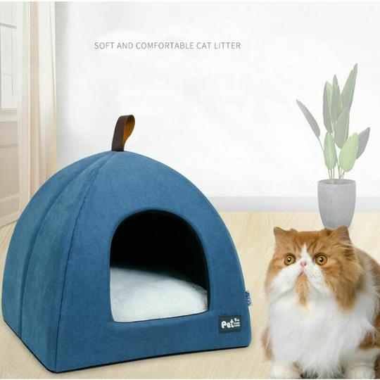 Kartokner - 40x40x38cmWashable Medium Cat House with Removable and Removable CushionSoft Cave Cat Bed Beds for Small Dogs blue