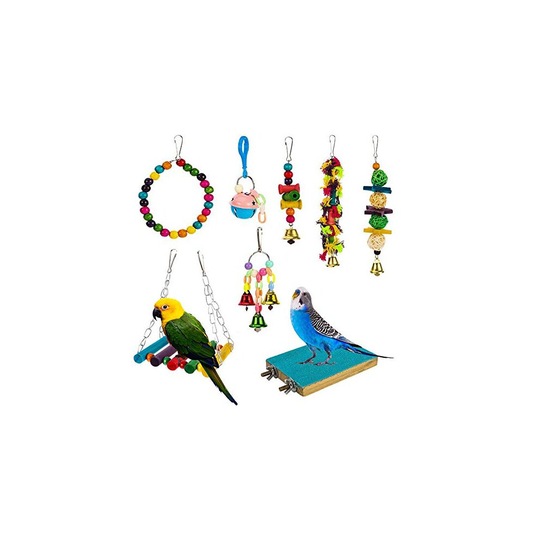Yorgewd 8-Pack Bird Toys Parrots Cage Toys Hanging Swing Shredding Chewing Perches Parrot Toy Parrot Bite Toy for Budgie, Cockatiels, Conures, Fi