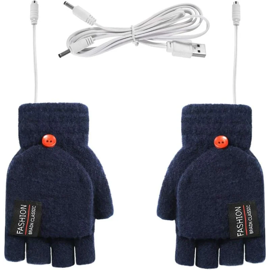 Aougo - usb Heated Gloves for Women and Men, Heated Gloves for Typing Warm Winter Gloves for Laptop, Full Hands and Half Hands Heated Fingerless,
