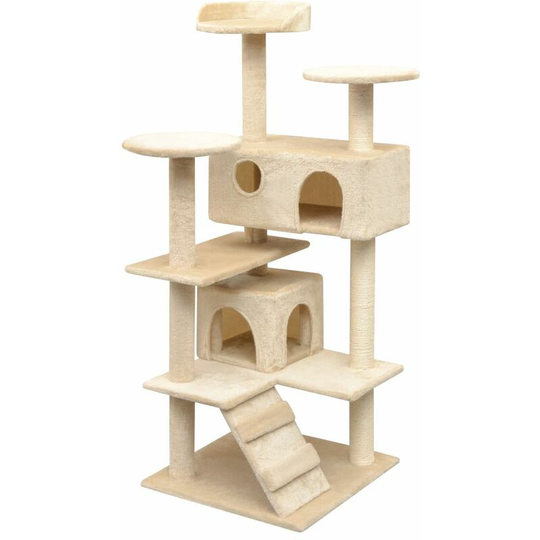Cat Tree with Sisal Scratching Posts 125 cm Beige VDTD07034 - Topdeal