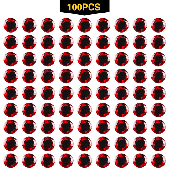 100pcs 3mm - 12mm 3D Epoxy Fishing Eyes Pupil Fishing Lure Eyes for Making Fishing Bait Fly Tying Streamers Lures Crafts,model:Red 10mm - model:Red