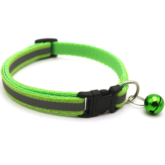 2 Pieces Reflective Cat Collar with Bell, Adjustable Newborn Safety Collars for Puppy or Kitten Collars Green