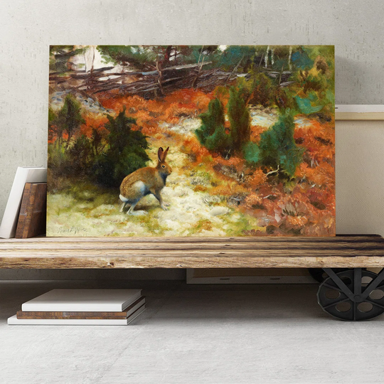 'Hare Rabbit' by Bruno Liljefors Painting Print on Canvas