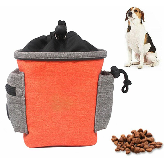 Dog Treat Pouch, Dog Treat Bag for Training Small to Large Dogs, Easily Carries Pet Toys, Kibble, Treats, Built-in Poop Bag Dispenser, orange