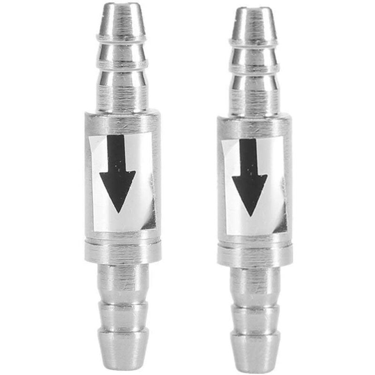 Modou - 2pcs Stainless Steel One Way Check Valve Non Return Line CO2 4/6mm Regulator Tube Diffuser In Aquarium System