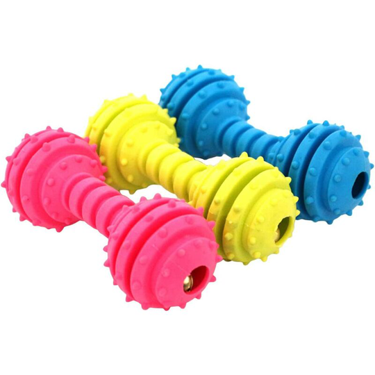 3 Pieces Rubber Dog Chew Toy Brushing Teeth Squeaker Toys for Dog Puppy
