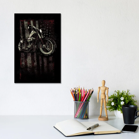 American Muscle: Motorcycle I by 33 Broken Bones - Wrapped Canvas Graphic Art