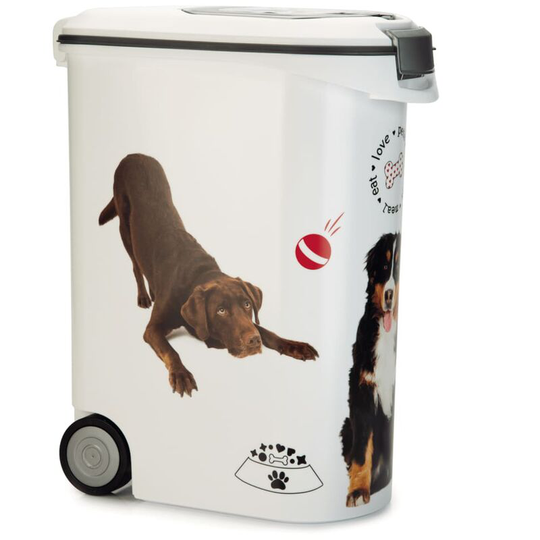 Pet Food Container Dog with Wheels 54L Curver - White