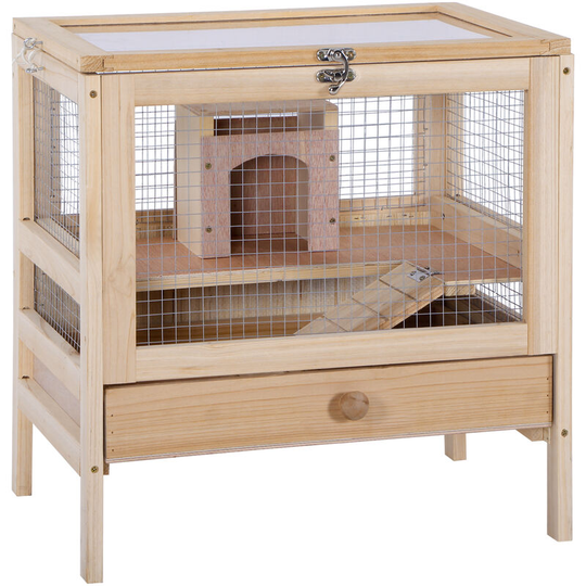 Pawhut - Hamster Cage Rodent Mouse Pet Small Animal Box for Indoor and Outdoor - Natural Wood