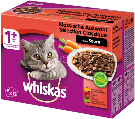 Whiskas 1+ Meaty Selection in Gravy - 12 x 100g (Chicken, Beef, Lamb, Poultry)