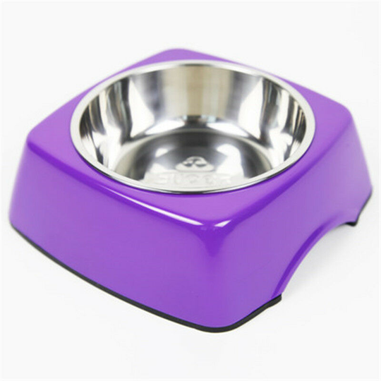 Non-Slip Dog Bowl - Cat Bowl - Stainless Steel and Melamine Dog Food Bowl - for Large and Small Dogs - Lilac