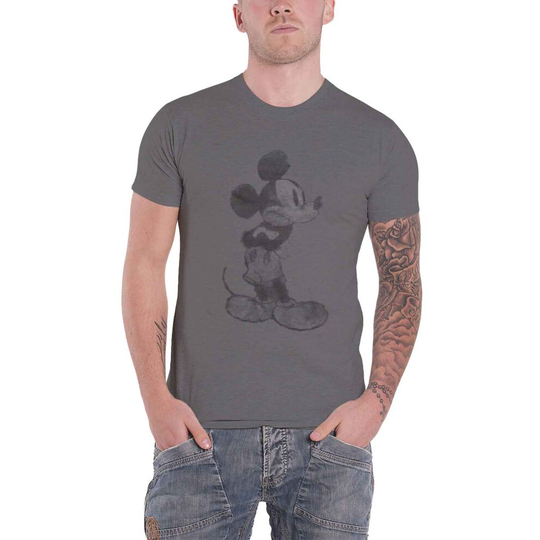 (XXL, Grey) Mickey Mouse T Shirt Vintage Sketch Logo new Official Disney Mens Grey