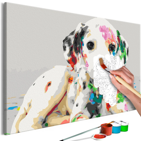 DIY Canvas Painting - Colourful Puppy