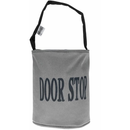 Homescapes - Grey and Black Filled Fabric Door Stop with Handle - Grey