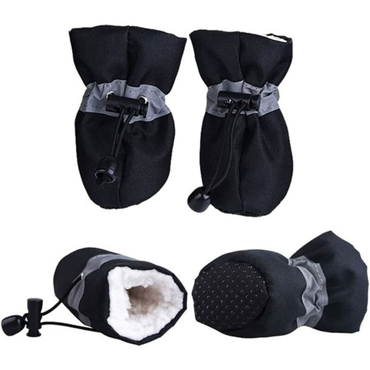 Dog Shoes, 4 Pieces, Anti-Slip Dog Paw Guards, Waterproof Dog Shoes with Reflective Straps, Paw Guards for Dogs Winter, Soft Sole, Suitable for Small