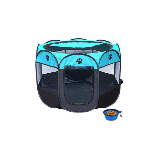 Bearsu - Indoor Outdoor Dog Pet Playpen / Portable Foldable Puppy Cat Exercise Pen Kennel Tent/ Soft Folding Crate Cage House + Collapsible Travel