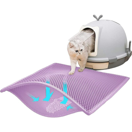 Cat Litter Mat 60 x 45cm Cat Litter Mat Honeycomb Design Waterproof Double Layer Honeycomb Design Pink