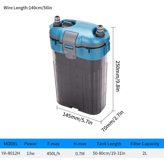 Fish Tank External Filter Wall Mounted Aquarium Super Quiet Circulating Water Pump ya Series(YA-8012H)