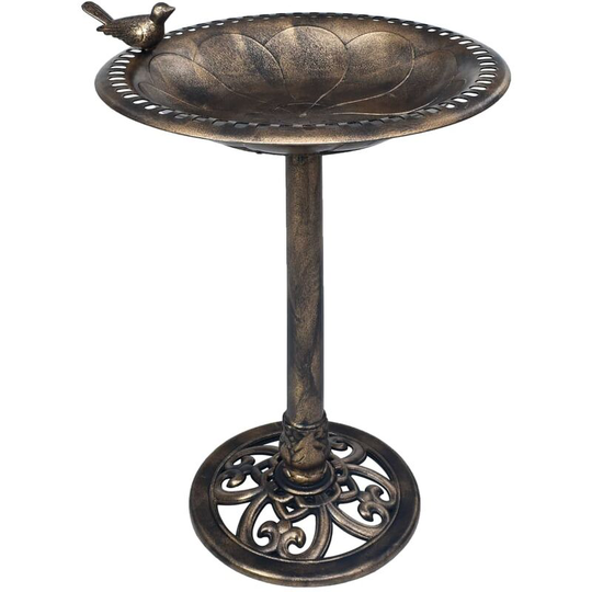 Topdeal - Garden Bird Bath Bronze Plastic FF48223_UK
