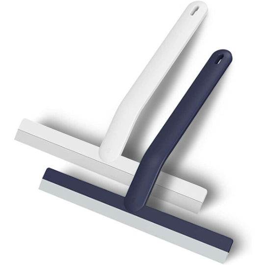 Pieces Shower Squeegee Silicone Bathroom Squeegees for Shower Bathroom Mirror Glass Tile Cleaning(White and Blue)