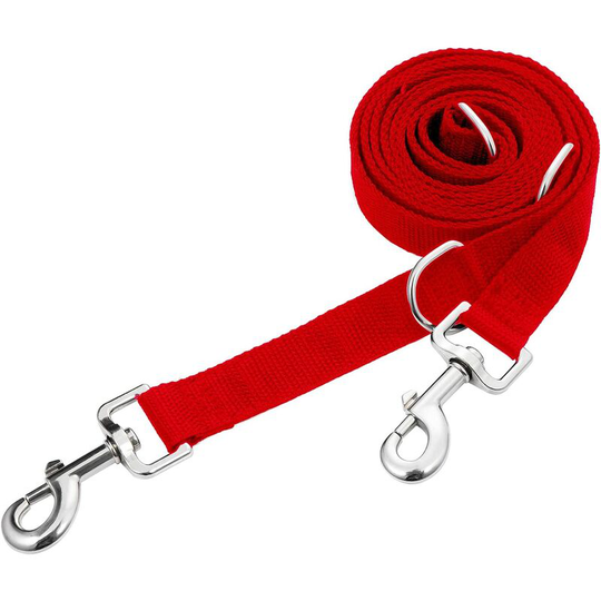 Training Leash for Dog and Cat, 5 Adjustable Lengths from 1.1m to 2.15m, Double Leash for 2 Dogs, Strong Braided Dog Leash, Red