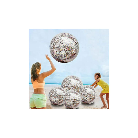 Set of 5 Jumbo Beach Balls Pool Toys Confetti Balls Giant Glitter Inflatable Clear Beach Ball Pool Water Beach Toys Outdoor Summer Party Favors for