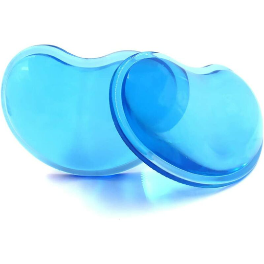 Heart-shaped Translucence Silicone Wrist Rest Mouse Pad, Cool Soft Hand Pillow Mousepad (2pcs Blue Pad)