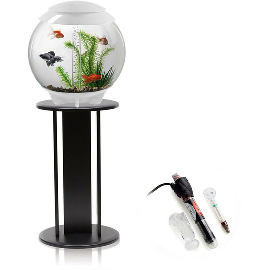 Biorb - Halo 30L Aquarium in White with mcr led Lighting, Black Stand and Heater Pack