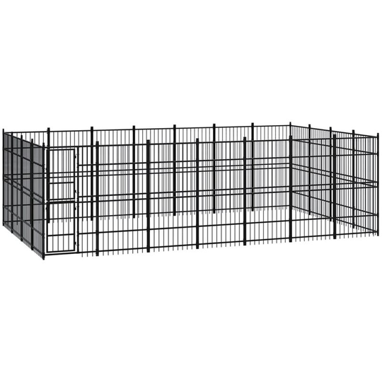 Outdoor Dog Kennel Steel 25.8 m² Vidaxl Black