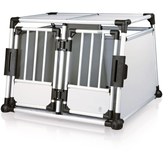 Pet Double Transport Box m-l Aluminium Trixie Grey