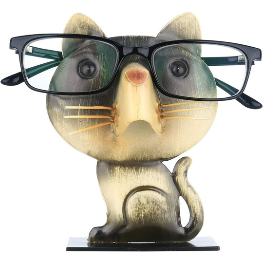 Bearsu - Cat Shaped Glasses Frame Original Glasses Stand Hand Carved Iron Glasses Holder Glasses Rest Desktop Accessories Useful Gadgets Funny Gifts