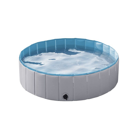 Foldable Dog Swimming Pool Pet Puppy Bath Tub Shower Indoor Outdoor Dia 120cm-Gray - gray - Yaheetech