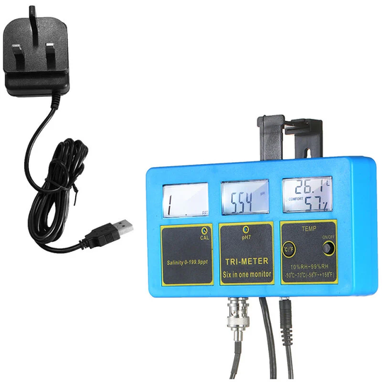 Lifcausal - 40V Multi-functional Water Quality Monitor 3-in-1 PH/Salinity/TEMP Meter Rechargeable Water Quality Tester Detector ph & Salinity Monitor