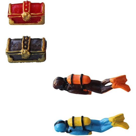 4pcs/Set Fish Tank Decoration Treasure Box Resin Ladder Float Model People diy Sand Table