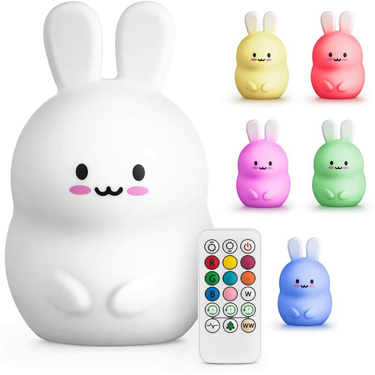 Led night light - fixed light - touch lamp for children, babies (big rabbit with remote control)