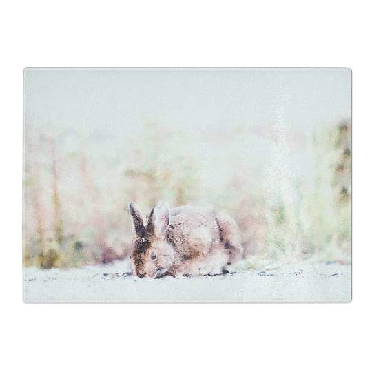 Tempered Glass Rabbit Grazing Chopping Board