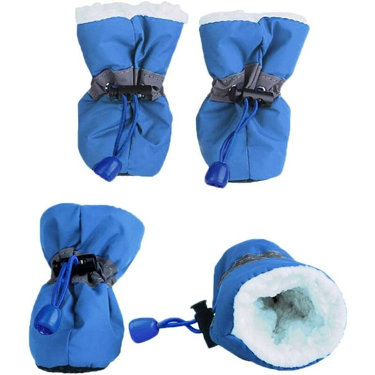 4 Pack Non-Slip Dog Shoes, Paw Protector, These Comfortable Flexible Sole Dog Shoes Have Reflective Straps (Size:6, Blue)