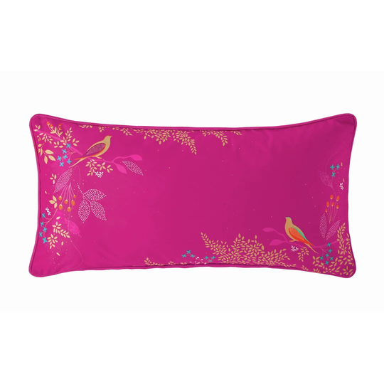 Cerise Birds Feathers Cushion With Filling