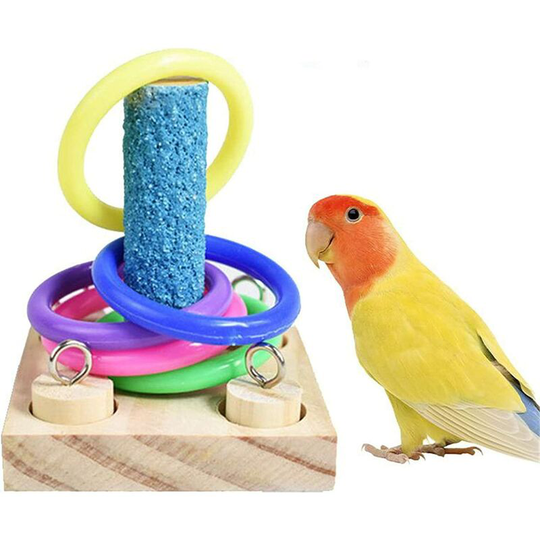 Aougo - Parrot Toys - Educational Wooden Bird Toys - Intelligence Training Rings - Puzzle Blocks - Chew Toy for Parakeet, Cockatiel, Macaw, African