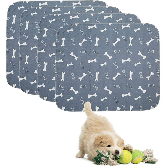 Perle Rare - Set of 4 Educator mats for dogs and puppies, cleanliness mats for animals, reusable, super absorbent, mattress pad for cats and dogs-grey