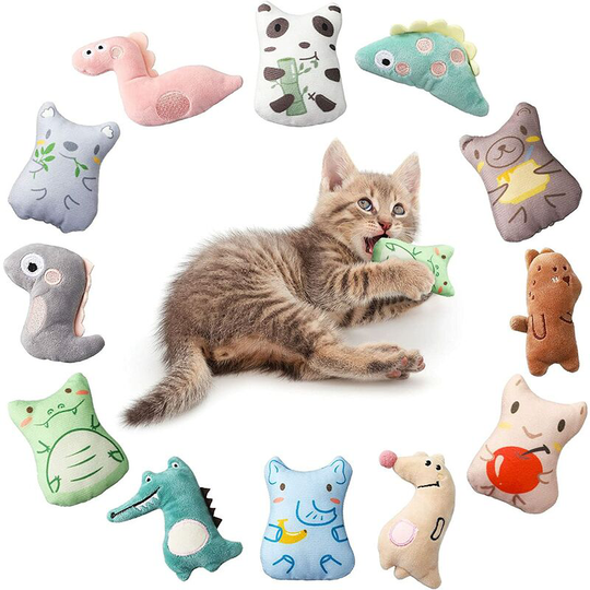 12 Pieces Catnip Toys for Indoor Cats Interactive Kitty Plush Chew Toys Cat Teething Chew Toy Bite Resistant Catnip Toys Pillows Cat Kicker Toys