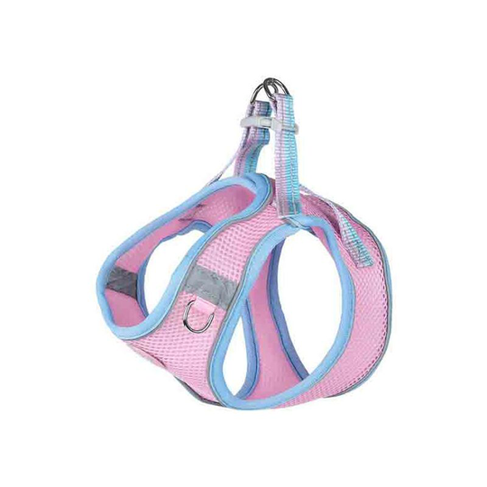 Dog vest with dog leash-M-pink + blue