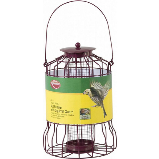 Wild Birds Nut Feeder With Squirrel Guard (One Size) (Burgundy) - Burgundy - Ambassador