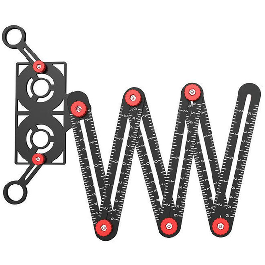 6-sided folding measuring ruler, multi-angle measuring ruler with 6 positioning holes, made of high quality aluminum alloy, tile pattern tool for