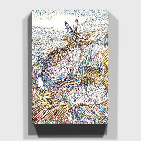 'Vintage Charles Francis Newall Hares & Leverets' Graphic Art on Wrapped Canvas